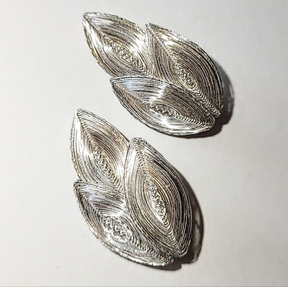 GERMANY SPUN SILVER WIRE BROOCH & EARRINGS PRE-1949 VINTAGE SET - Picture 6 of 10